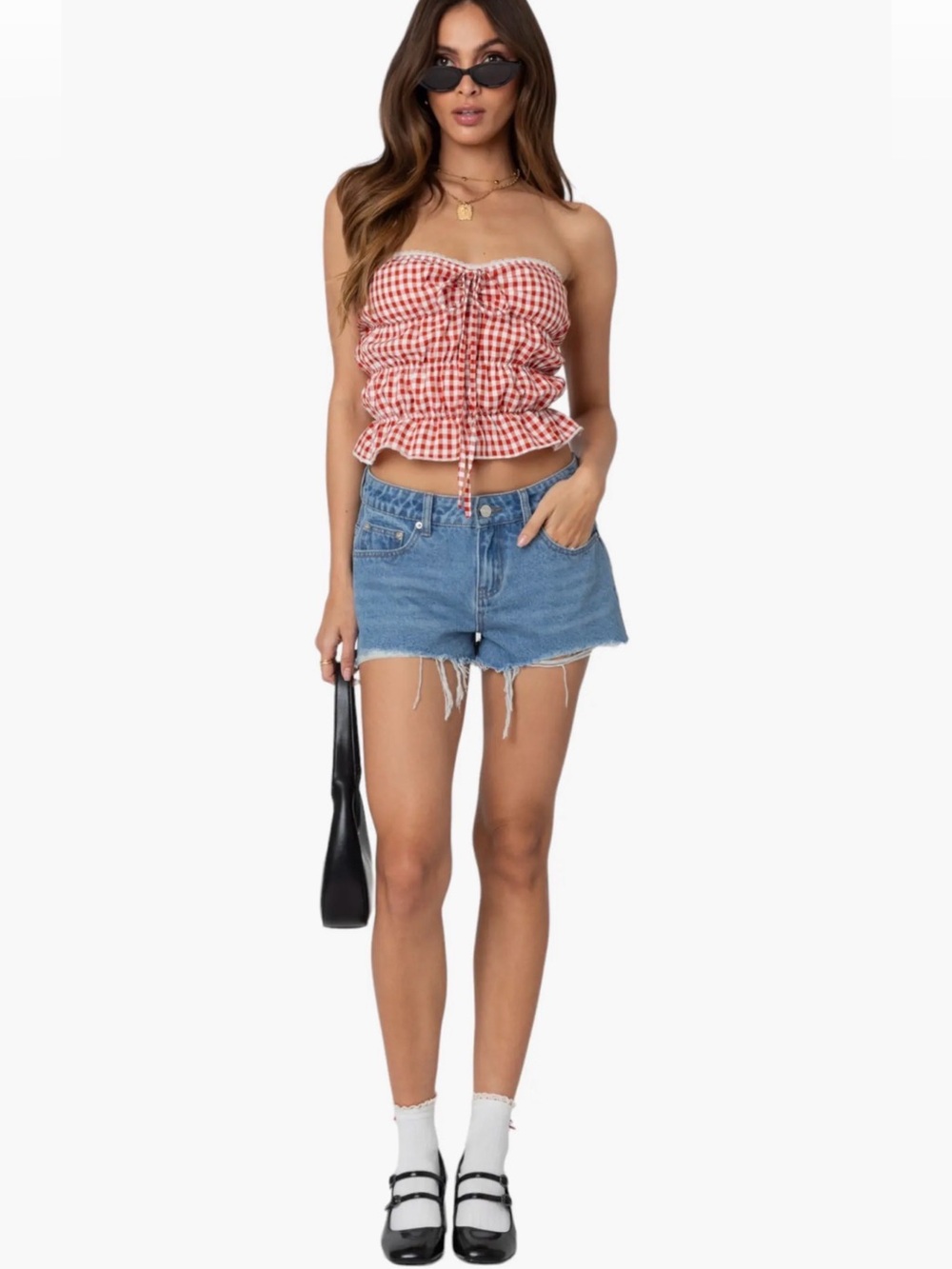 Edikted Cut Off Denim Shorts